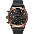 Diesel Rasp Chrono DZ4445 – Vista frontale – Cronografo uomo nero e rame da Cicco Gioielleria