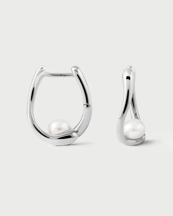 Orecchini cerchio con perla PDPAOLA argento 925 placcatura rodio – vista prodotto