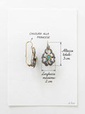 Misure degli orecchini OR0164 in argento 925 con pietra celeste: altezza totale 3 cm, larghezza massima 2 cm e chiusura alla francese, CICCO Gioielleria.