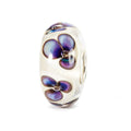 Trollbeads TGLBE-10168 Violette Avorio – Bead in vetro artigianale con fiori viola su fondo avorio – CICCO Gioielleria