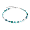 Collana Coeur de Lion GeoCUBE® Iconic Teal Argento – Vista frontale – Cicco Gioielleria