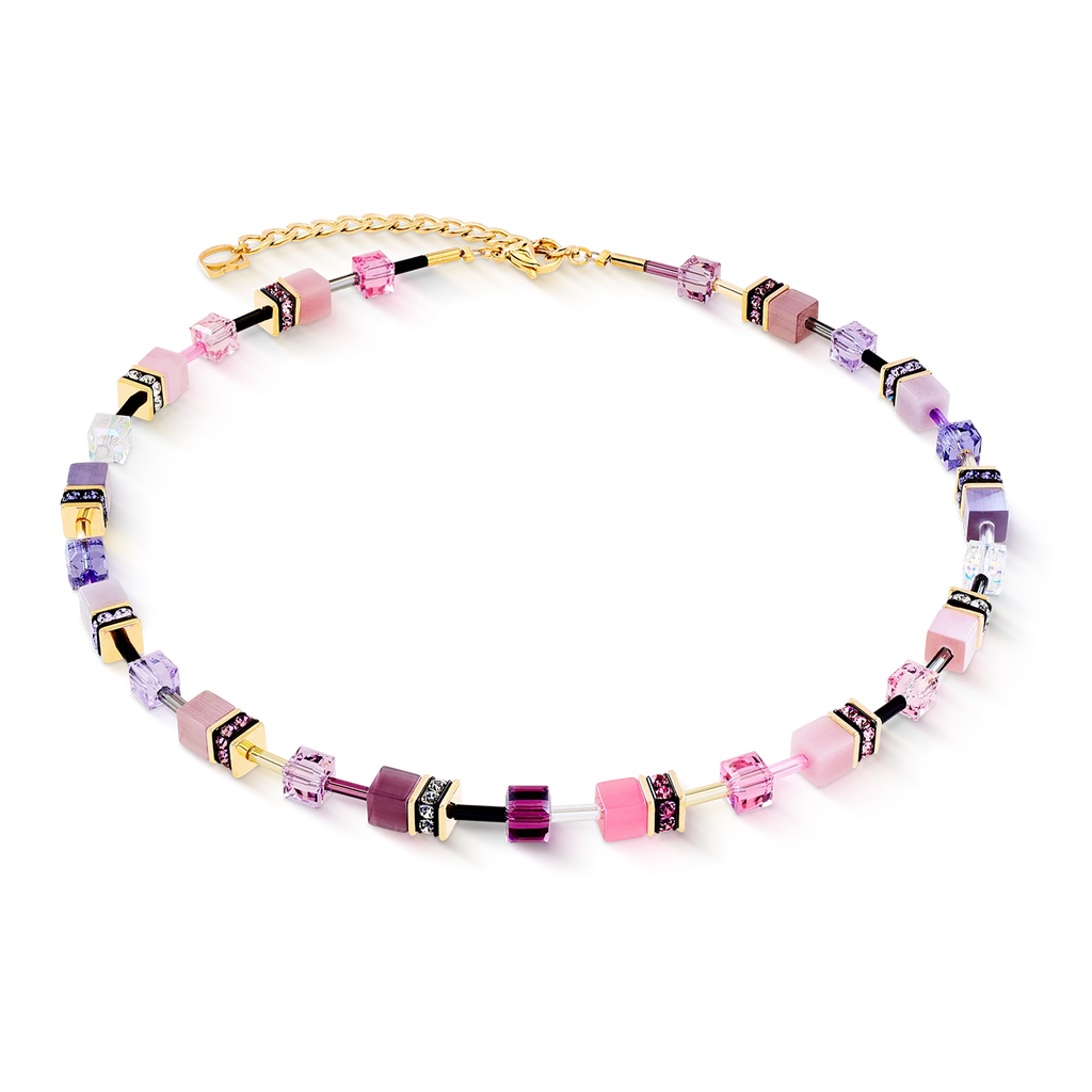 Collana Coeur de Lion GeoCUBE® Iconic Rosa-Lilla – Vista frontale – Cicco Gioielleria