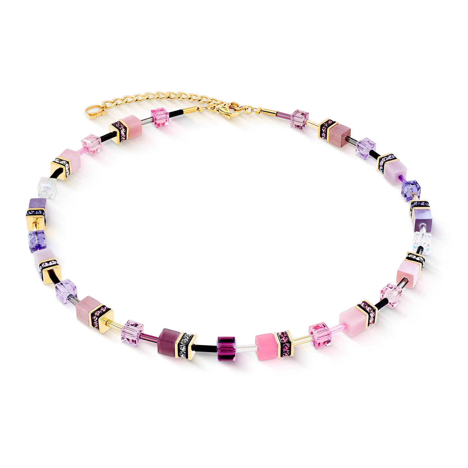 Collana Coeur de Lion GeoCUBE® Iconic Rosa-Lilla – Vista frontale – Cicco Gioielleria