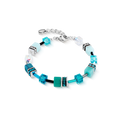 Bracciale Coeur de Lion GeoCUBE® Iconic Teal Argento – Vista frontale – Cicco Gioielleria