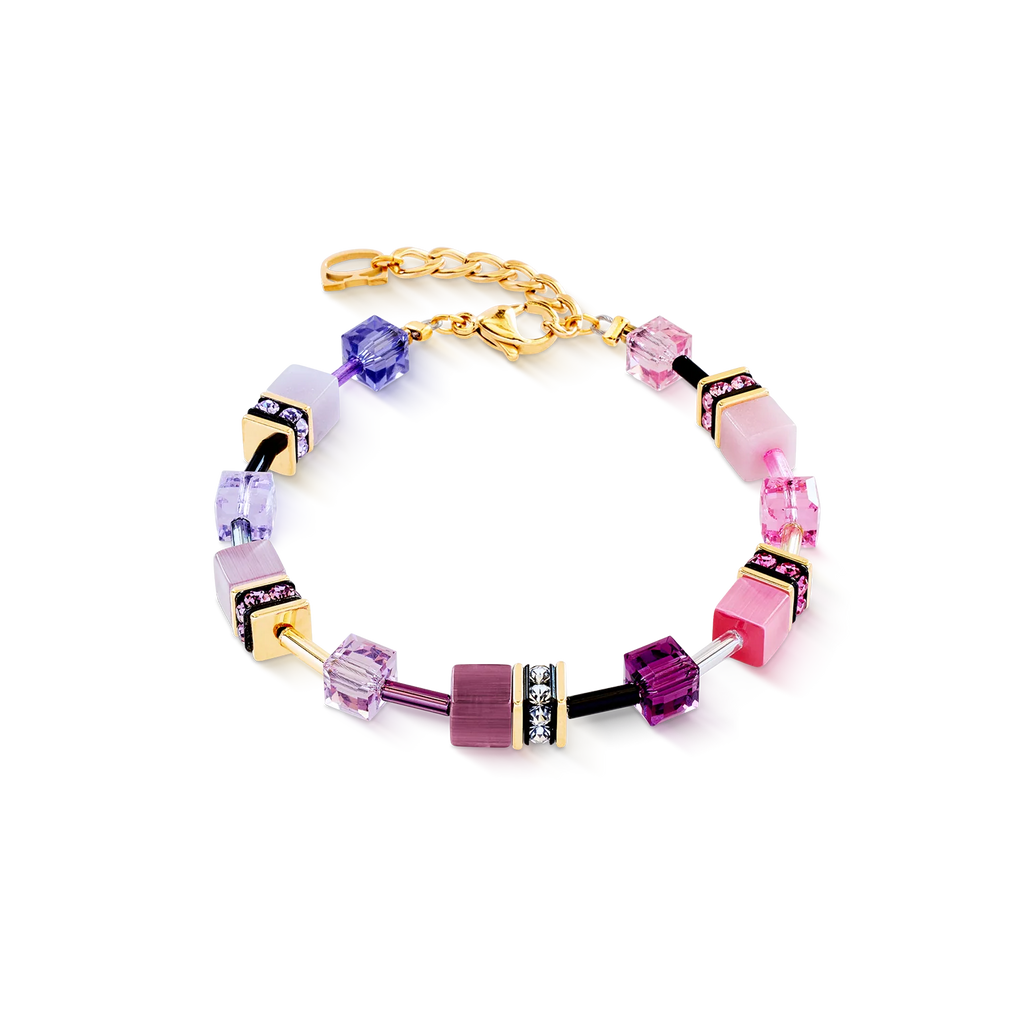 Bracciale Coeur de Lion GeoCUBE® Iconic Rosa-Lilla – Vista frontale – Cicco Gioielleria