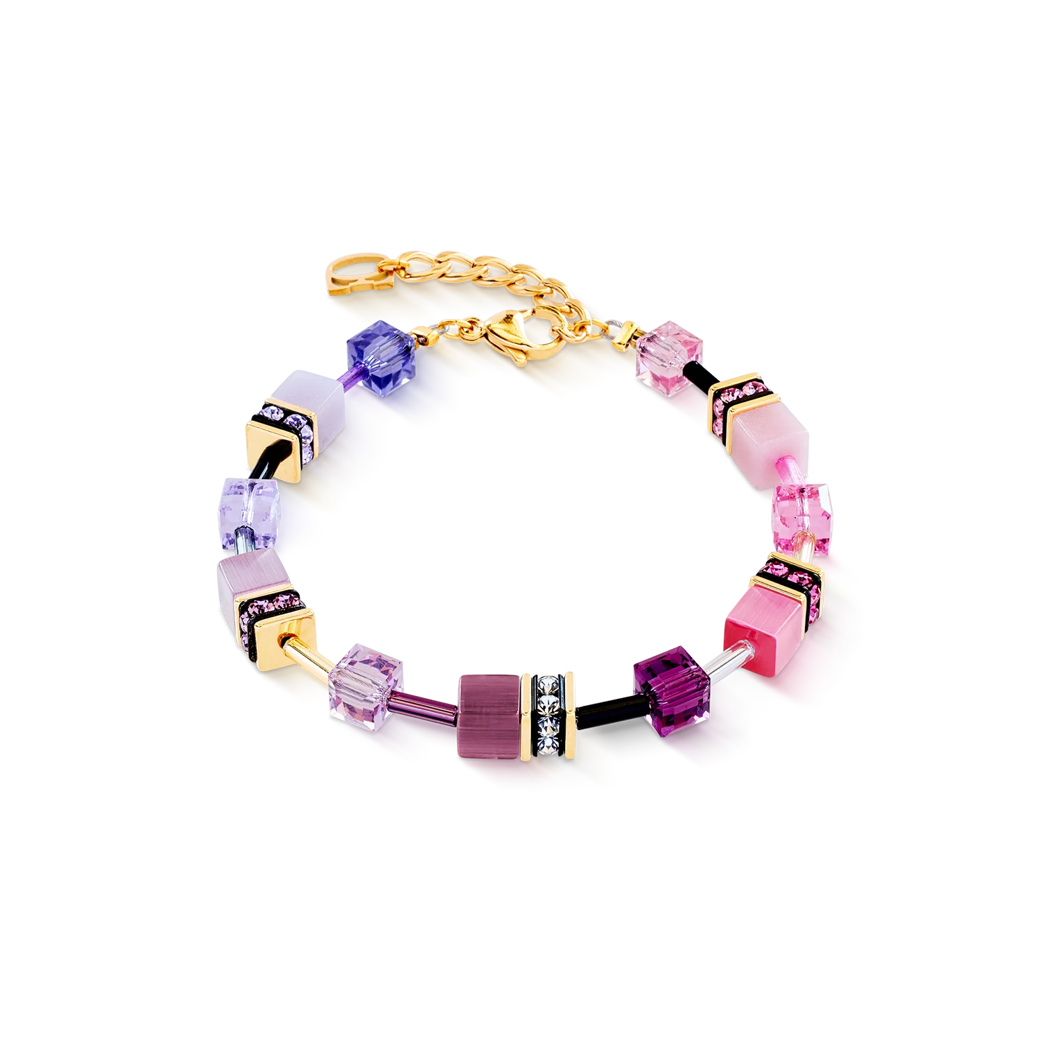 Bracciale Coeur de Lion GeoCUBE® Iconic Rosa-Lilla – Vista frontale – Cicco Gioielleria