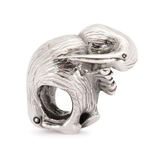 Trollbeads Uccellino Kiwi TAGBE-40014 – Bead in argento sterling 925 con kiwi e piccoli sul dorso