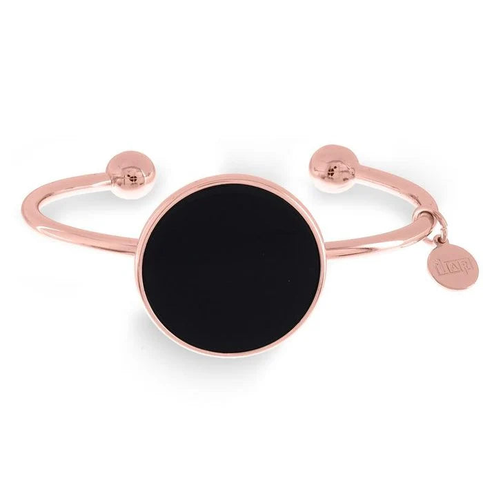 Bracciale UNOAERRE 1241 – Bangle rigido oro rosa con disco in onice nero – CICCO Gioielleria