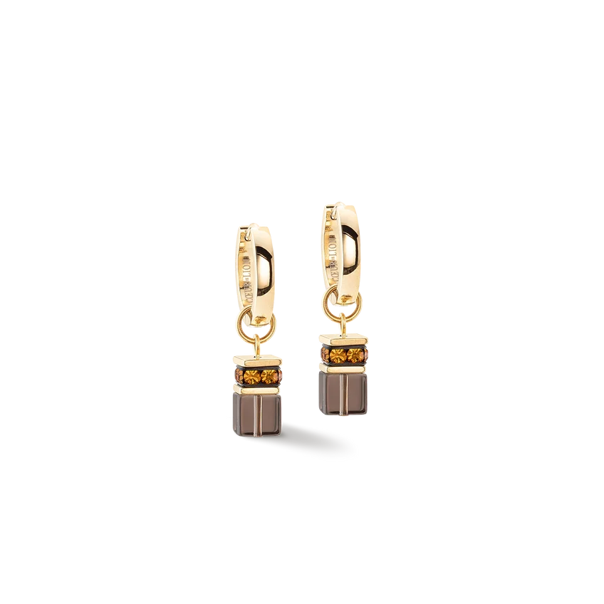 Orecchini a cerchio Coeur de Lion GeoCUBE® Chunky Chain oro-marrone, CICCO Gioielleria