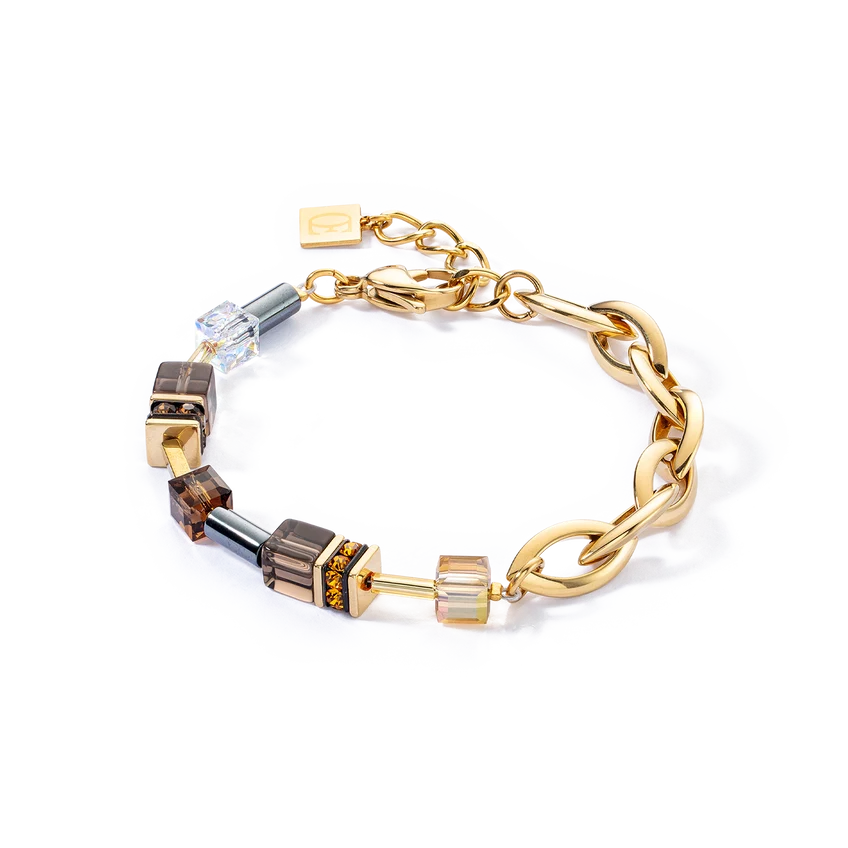 Bracciale Coeur de Lion GeoCUBE® Chunky Chain oro-marrone, CICCO Gioielleria