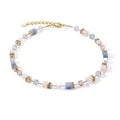 Collana Coeur de Lion GeoCUBE® Iconic Precious Light Blue con cubi celeste pastello e dettagli dorati - CICCO Gioielleria