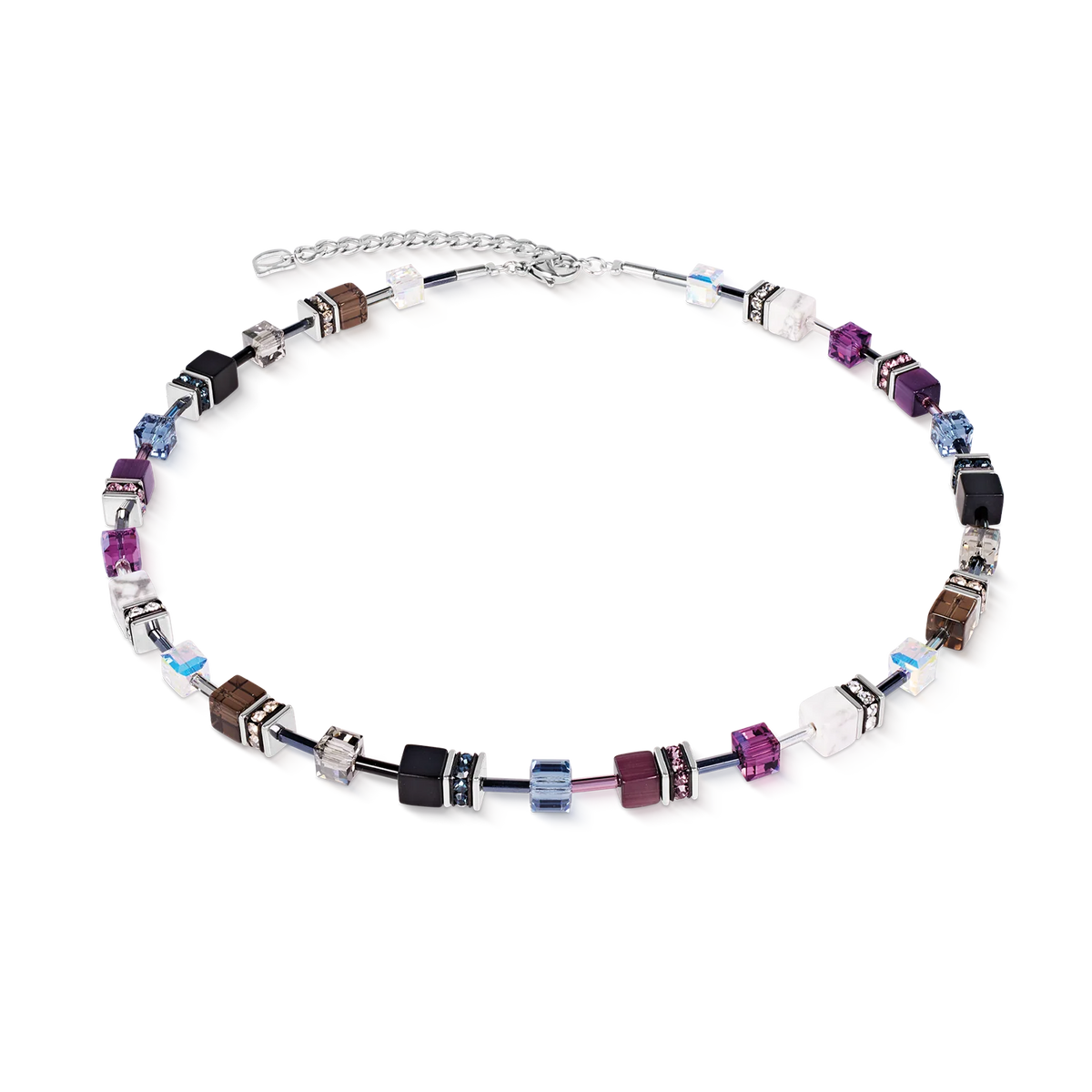 Collana Coeur de Lion GeoCUBE® Iconic Precious Twilight – Collana con quarzo fumé, onice, howlite e cristalli Swarovski® da Cicco Gioielleria