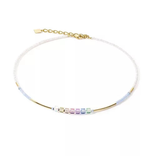 Collana Coeur de Lion GeoCUBE® Multicolour Pastel con cubetti color pastello e dettagli dorati - CICCO Gioielleria