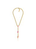 UNOAERRE 2292 – Collana a Y groumette con smalto rosa su sfondo neutro
