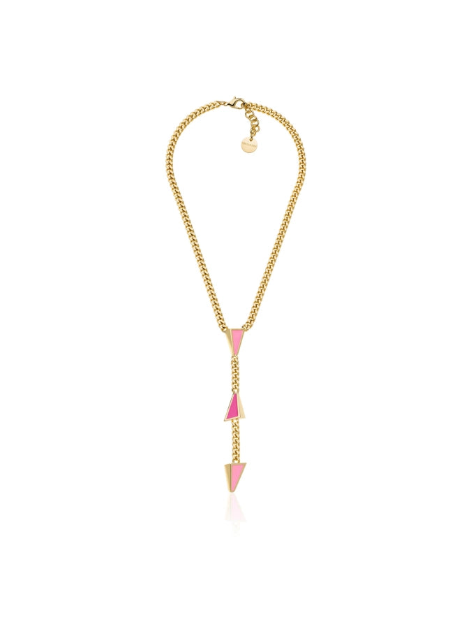 UNOAERRE 2292 – Collana a Y groumette con smalto rosa su sfondo neutro