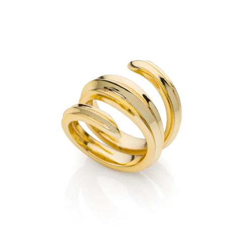 Anello Dorato a Spirale UNOAERRE - vista frontale - CICCO Gioielleria