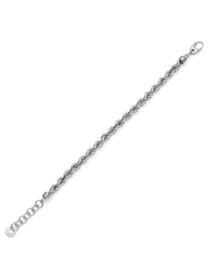 Bracciale UNOAERRE Catena Corda Argento 925 indossato – Dettaglio chiusura moschettone Collezione Korda