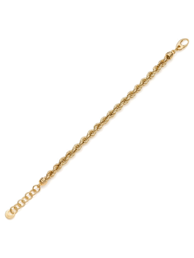 Bracciale UNOAERRE Catena Corda Argento 925 Dorato indossato – Dettaglio chiusura moschettone Collezione Korda