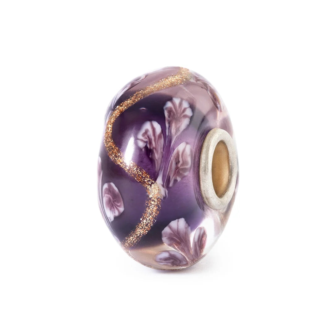 Trollbeads Rampicante dei Sogni TGLBE-10430, bead in vetro di Murano viola su sfondo neutro – CICCO Gioielleria