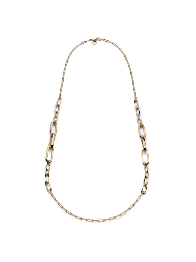 UNOAERRE 2639 – Collana catena forzatina dorata lunga 106 cm su sfondo neutro – Cicco Gioielleria