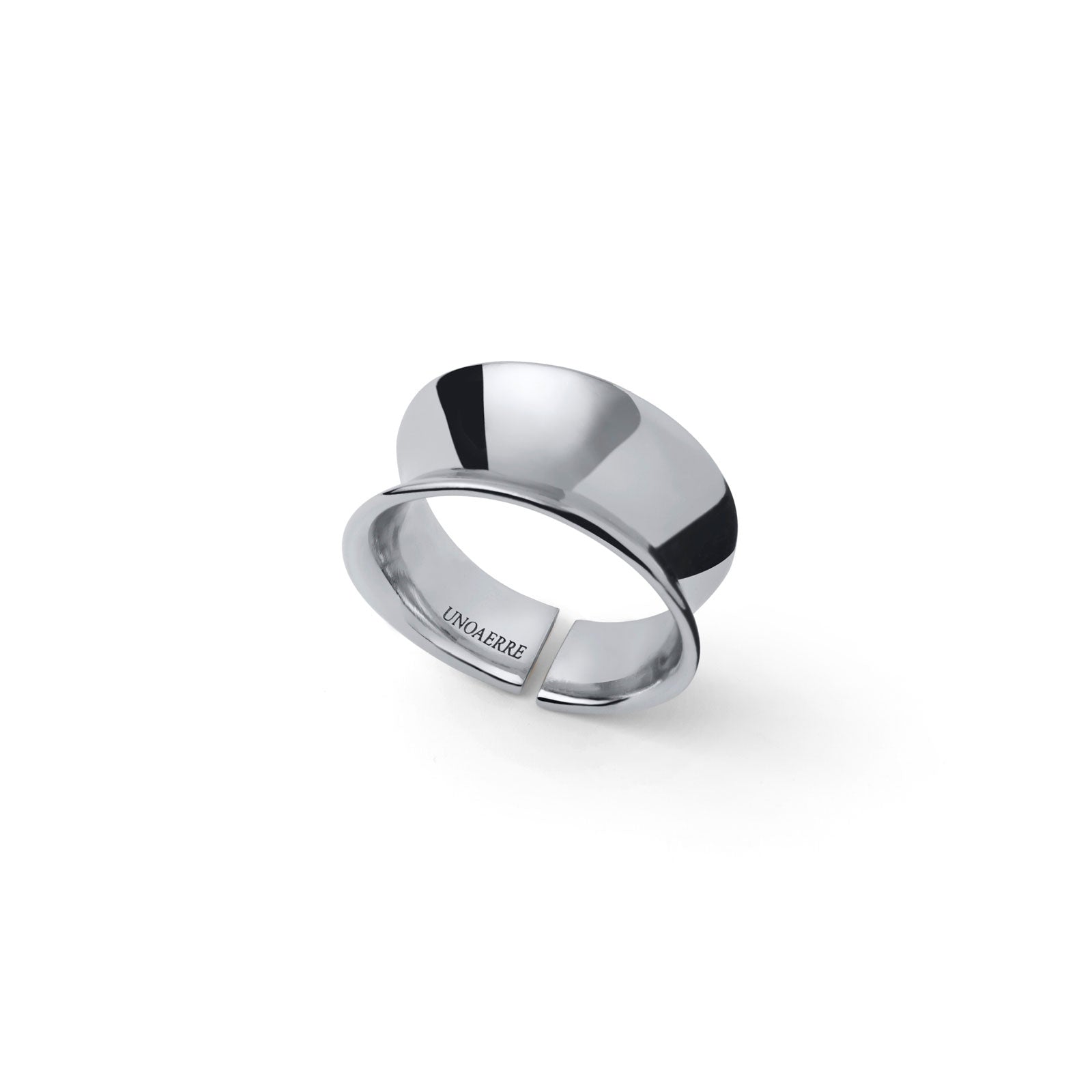 Anello a Fascia Argentato Svasato UNOAERRE - vista frontale - CICCO Gioielleria