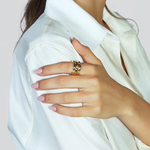 UNOAERRE ARGENTO - 6666 Anello in argento dorato Panthere