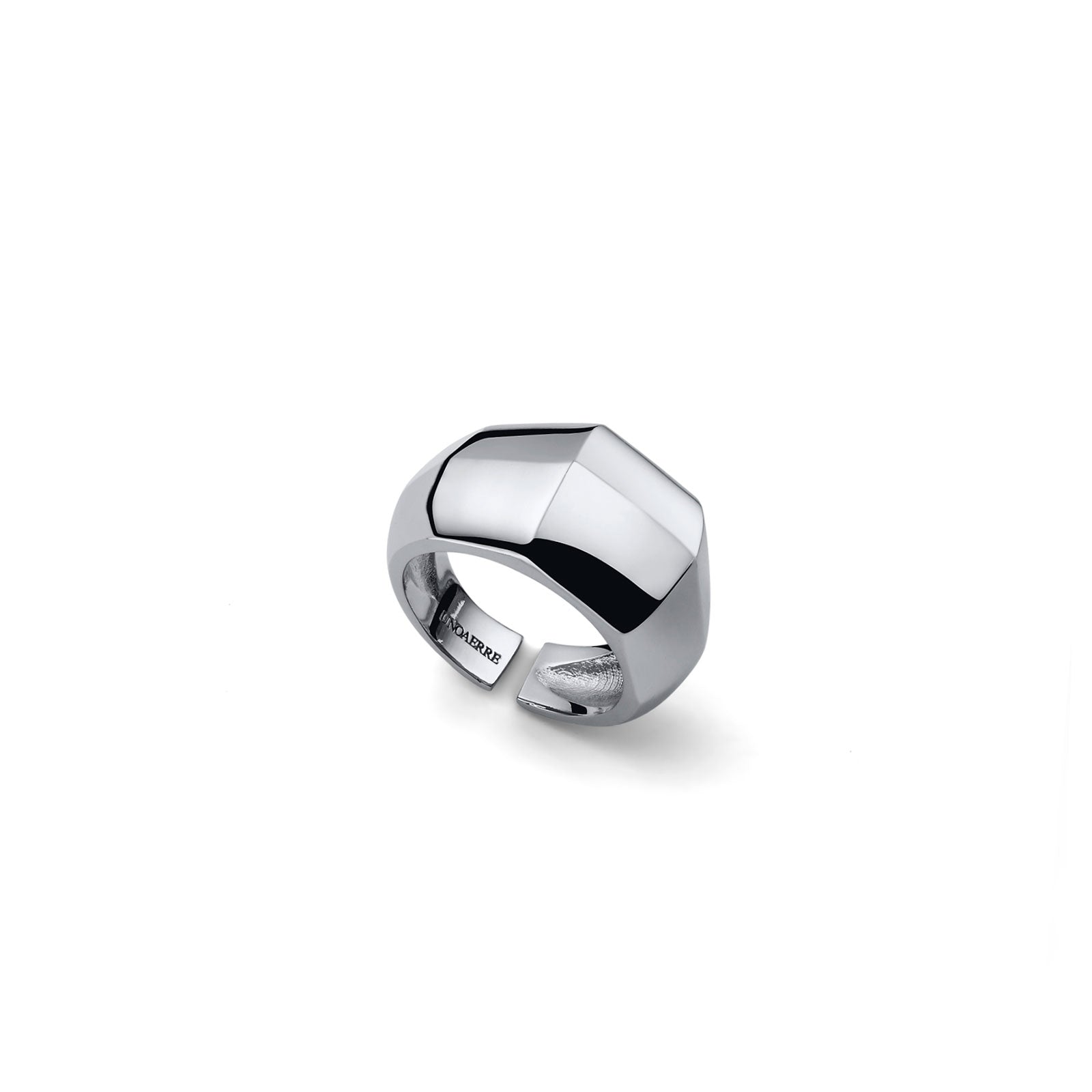 Anello a Fascia Argentato Squadrato UNOAERRE - vista frontale - CICCO Gioielleria