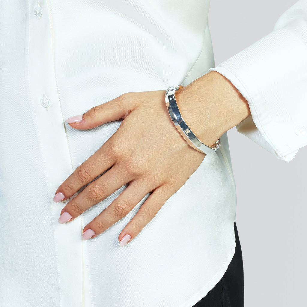 Bracciale Rigido Argentato UNOAERRE - dettaglio finitura argentata - CICCO Gioielleria