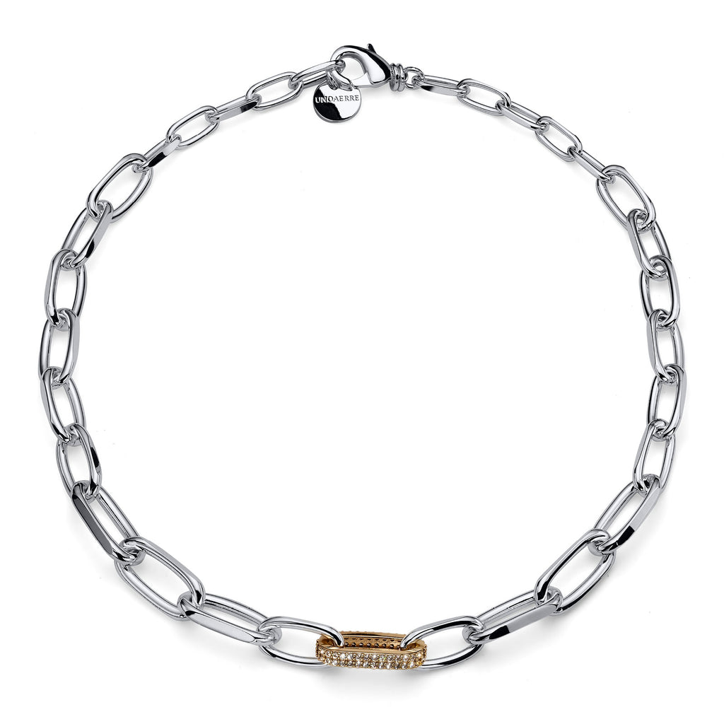 Collana Bicolore con Maglia in Zirconi UNOAERRE - design italiano - CICCO Gioielleria