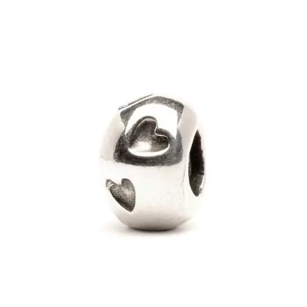 Trollbeads Stampo del Cuore TAGBE-10050 – Bead in argento 925 con cuori intagliati, compatibile con bracciali Trollbeads