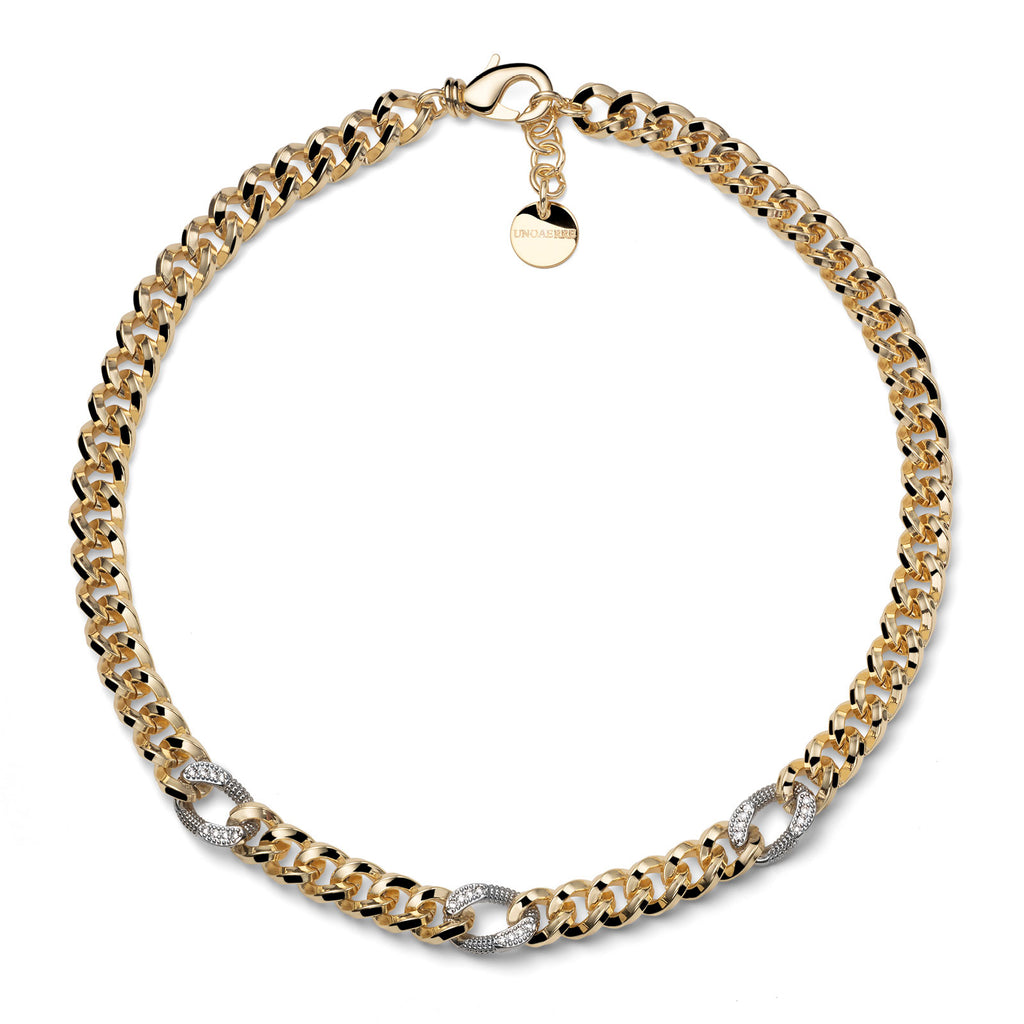 Collana Bicolore Grumetta e Zirconi UNOAERRE - design italiano - CICCO Gioielleria