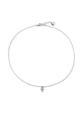 Collana UNOAERRE Luxury in argento rodiato con mini croce pavé di zirconi su sfondo neutro – CICCO Gioielleria
