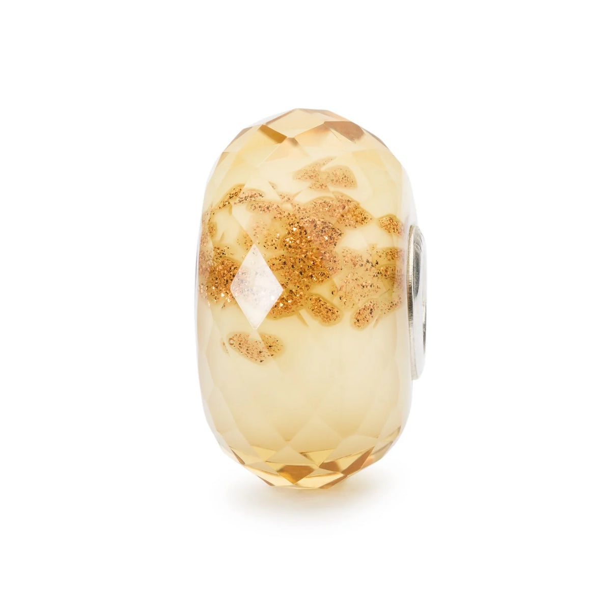 Trollbeads Scintilla dell'Amicizia TGLBE-30039 – Bead in vetro sfaccettato ambra con glitter dorati da CICCO Gioielleria
