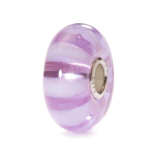Trollbeads TGLBE-10249 Strisce Lavanda – Bead in vetro lavorato a mano, strisce satinate viola e lavanda – Cicco Gioielleria