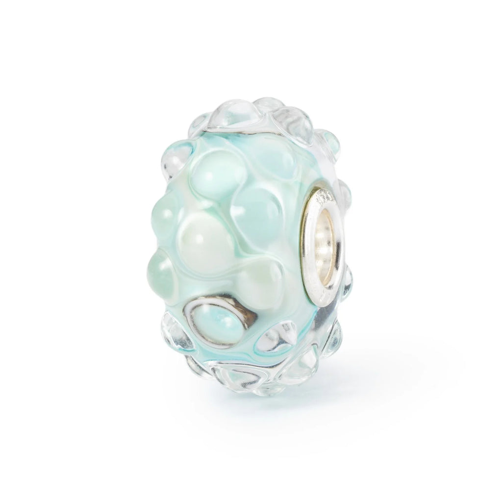 Trollbeads TGLBE-20332 Acqua Scintillante – Bead in vetro di Murano celeste con bollicine in rilievo