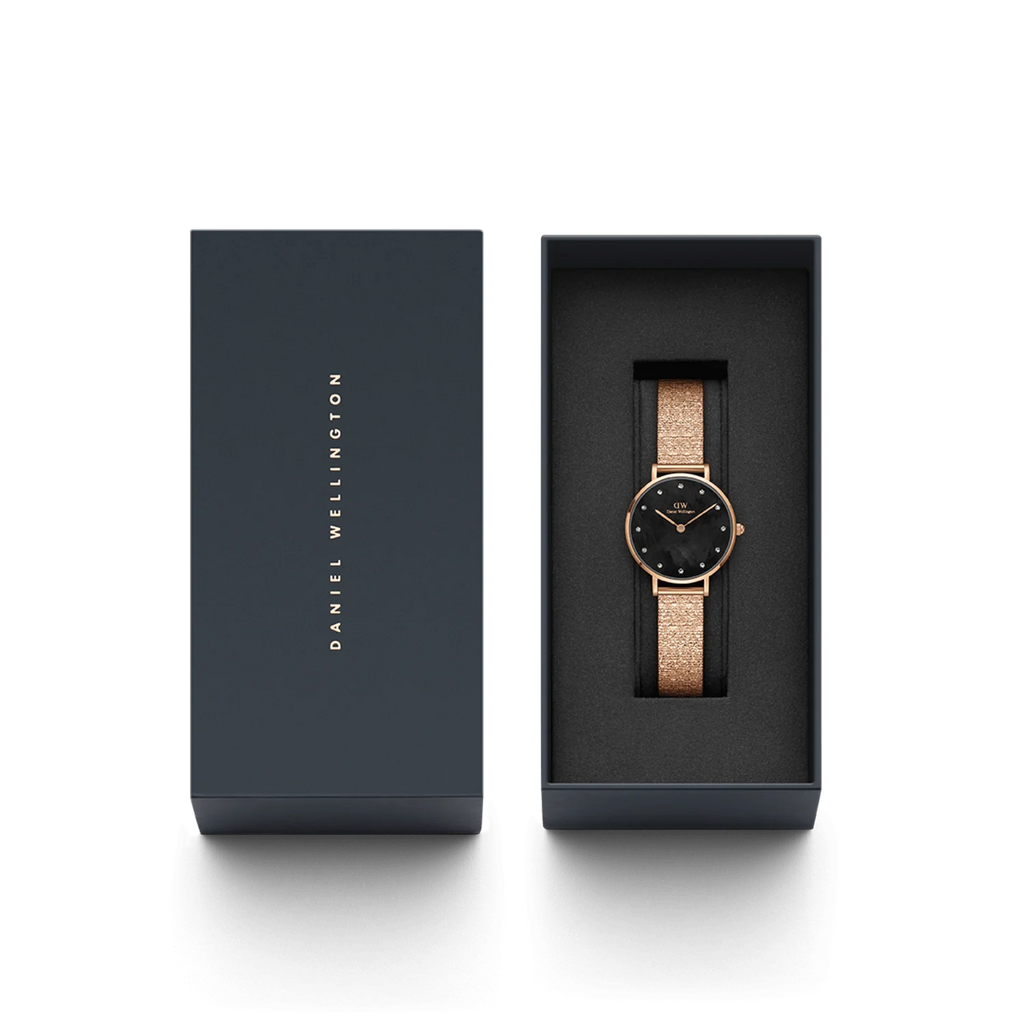 Daniel Wellington Petite Lumine Pressed Piano Black MoP Rose Gold – Packaging – Orologio donna DW00100591
