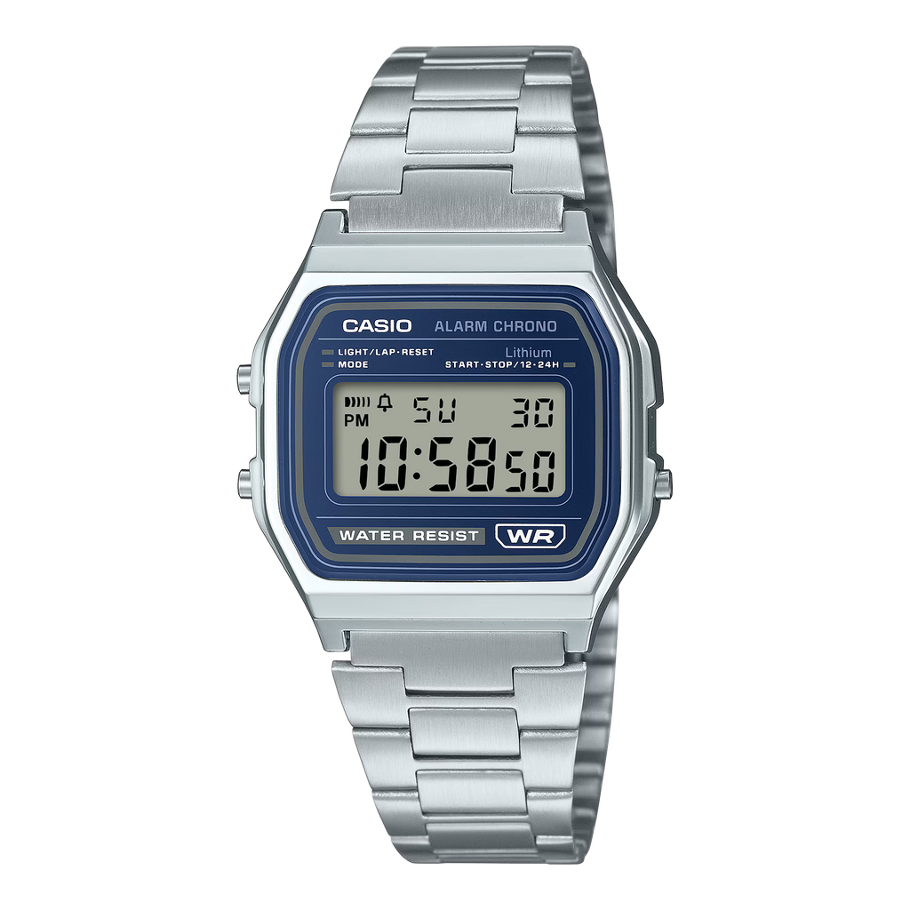 Casio Vintage A158WEA-2E – orologio digitale con quadrante blu e cinturino in acciaio inox