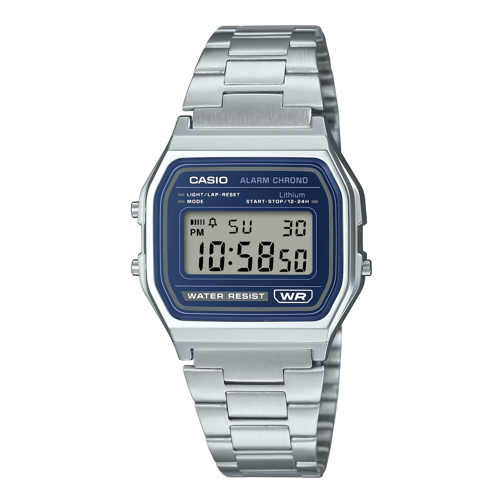 Casio Vintage A158WEA-2E – orologio digitale con quadrante blu e cinturino in acciaio inox