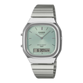 Casio Vintage AQ-240E-2AER orologio ana-digi cassa argentata quadrante azzurro a raggiera