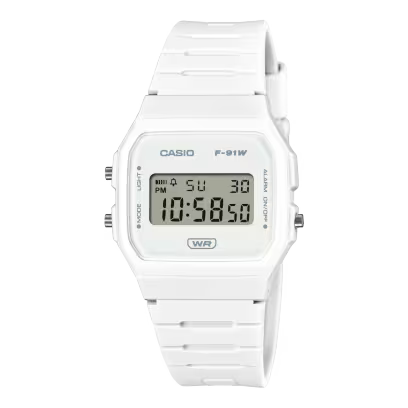 Casio Vintage F-91WB-7AEFR orologio digitale eco resina bio bianco cronometro unisex