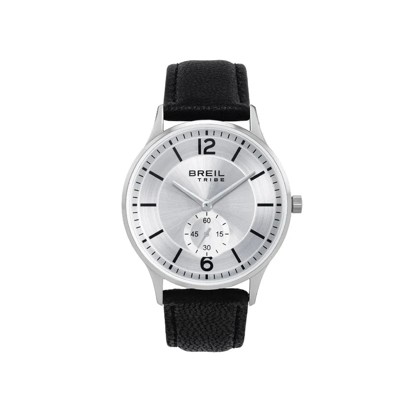Orologio Breil Belmont EW0852 da uomo con quadrante bianco sunray, piccoli secondi e cinturino in pelle nera - CICCO Gioielleria