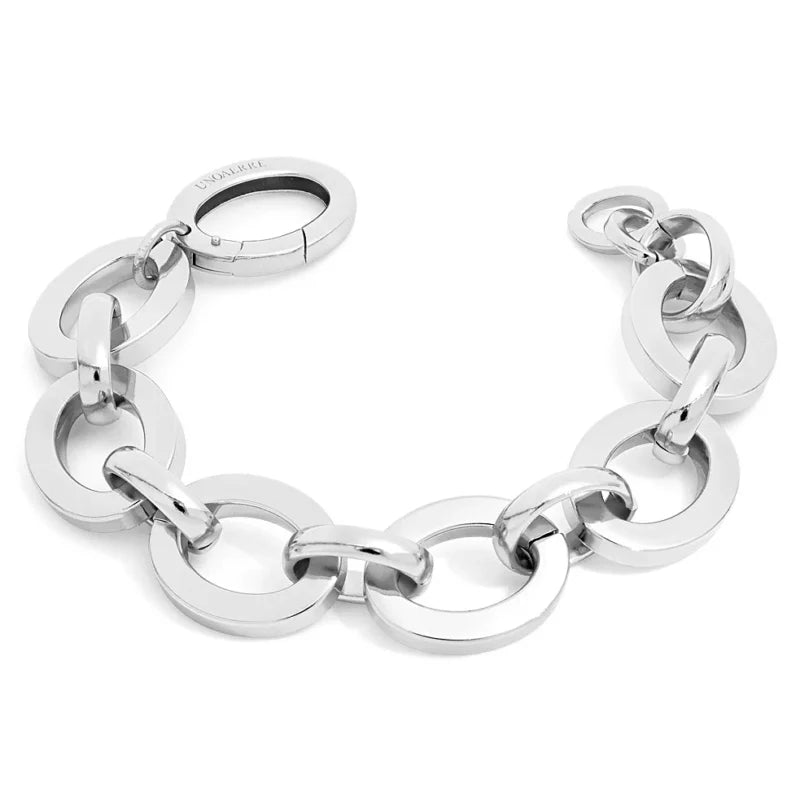 UNOAERRE 1928 – Bracciale Square catena ovale argentata su sfondo neutro – Cicco Gioielleria
