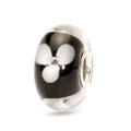Bead Trollbeads Fiore Bianco TGLBE-10232 – Charm in vetro di Murano con fiore bianco tridimensionale su base nera – CICCO Gioielleria