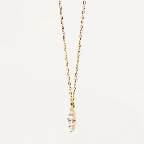 Collana PDPAOLA Vanilla CO01-675 con catena sottile dorata e pendente luminoso su sfondo chiaro, CICCO Gioielleria.