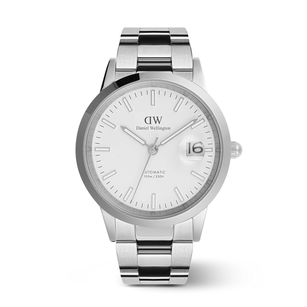 Orologio Daniel Wellington Iconic Link Automatic Silver Quadrante Bianco DW00100754 Vista Frontale | CICCO Gioielleria