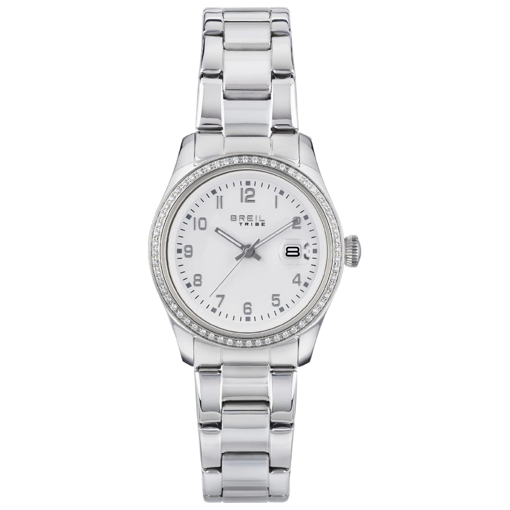 Breil Classic Elegance EW0600 | Orologio Donna Solo Tempo Bianco Lunetta Cristalli Acciaio 30mm