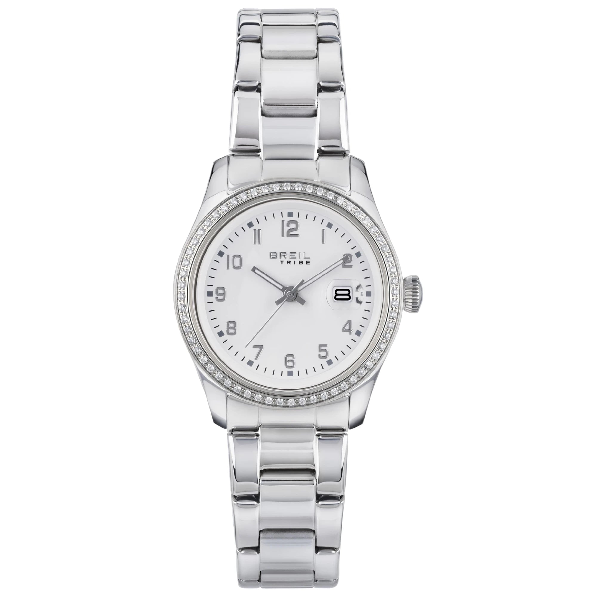 Breil Classic Elegance EW0600 | Orologio Donna Solo Tempo Bianco Lunetta Cristalli Acciaio 30mm