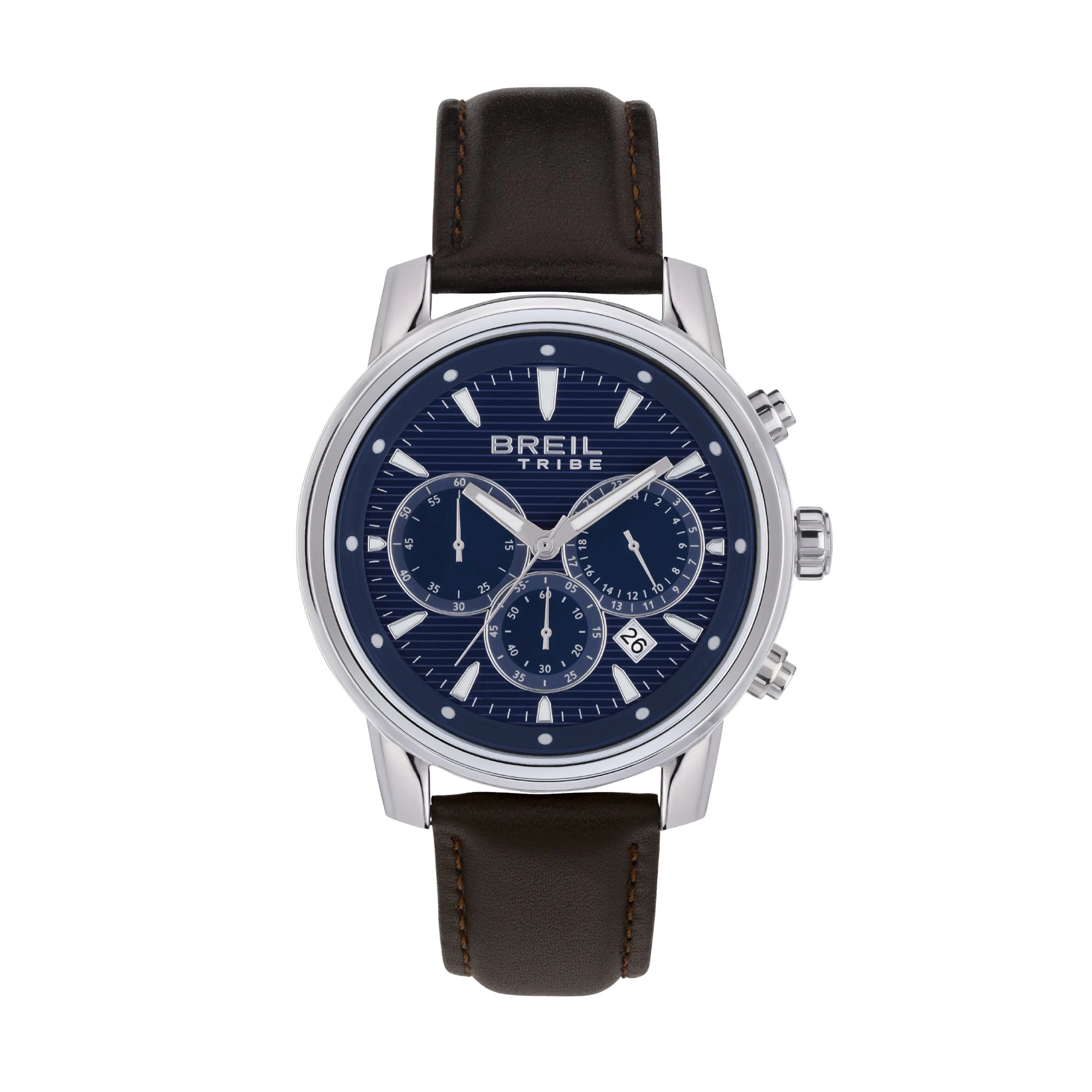 Breil Caliber EW0690 | Cronografo Uomo Quadrante Blu Pattern Righe Cinturino Pelle Marrone 43mm