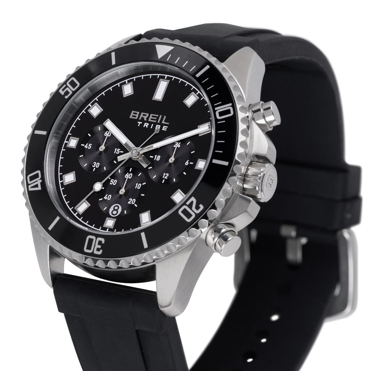 Breil Stand Guard EW0846, dettaglio lunetta e quadrante nero lucido – CICCO Gioielleria