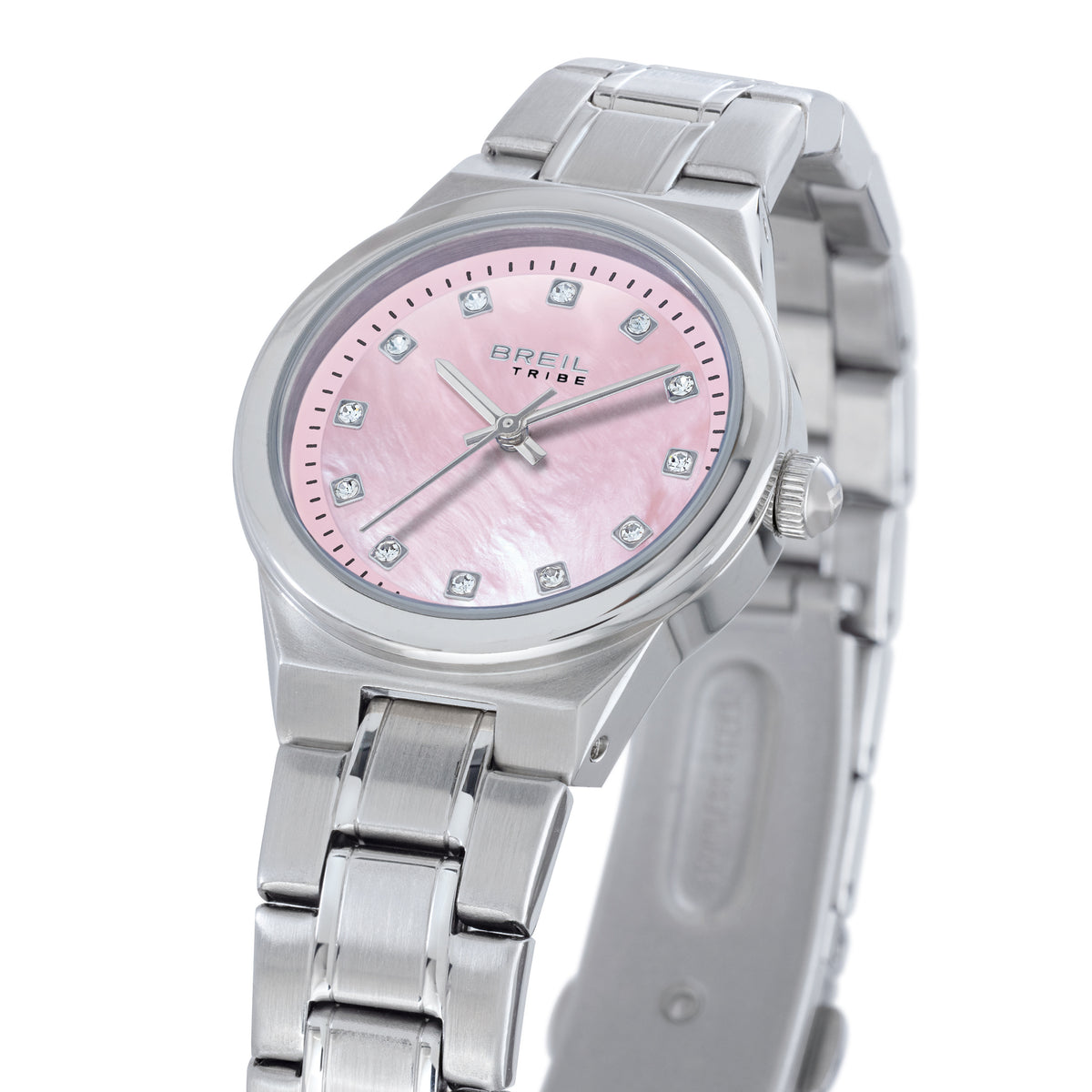 Breil Fiji EW0853, dettaglio quadrante madreperla rosa con indici a cristalli – CICCO Gioielleria
